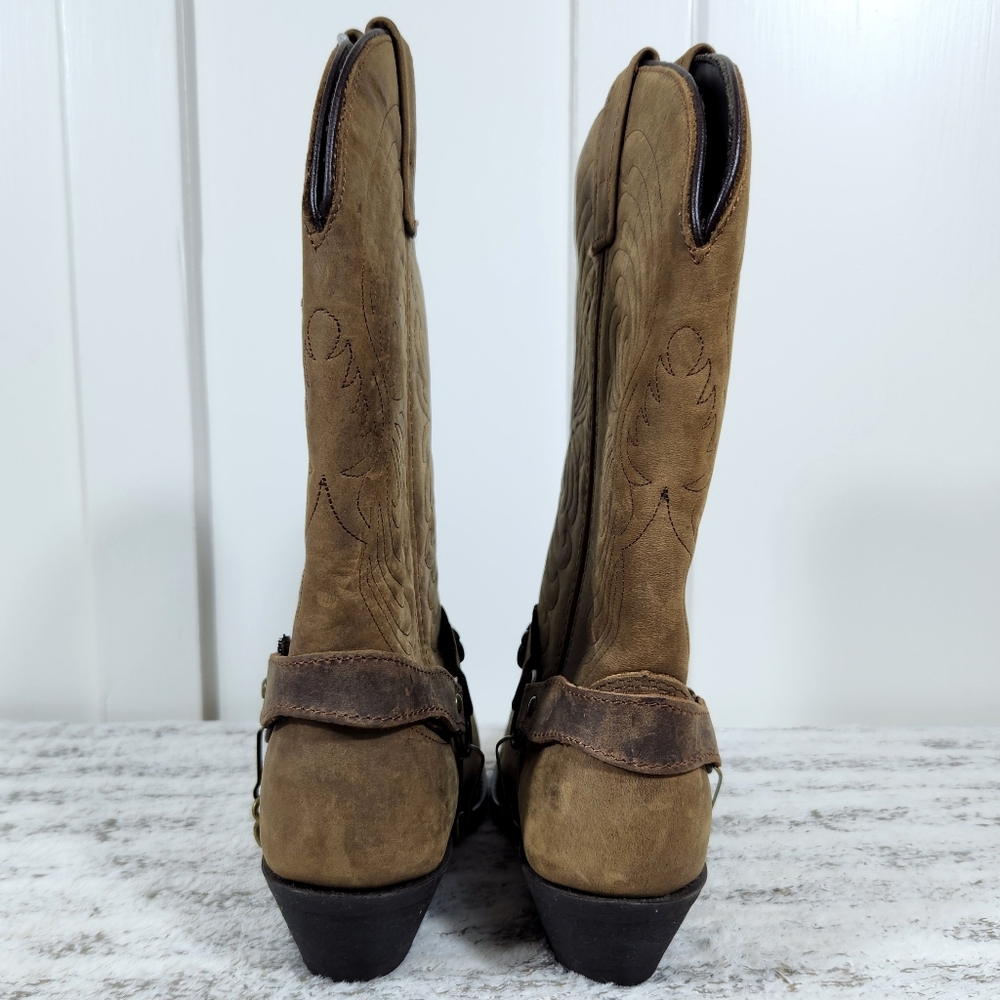 NWT Masterson Western Tan Brown Leather Cowboy Boots RB920 | Women's Size 7 - Picture 4 of 13